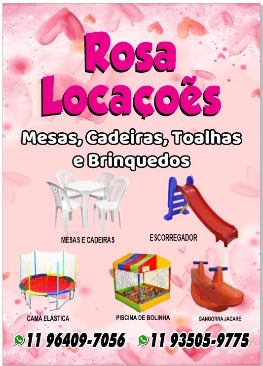 Rosa locações de mesas,cadeiras e brinquedos