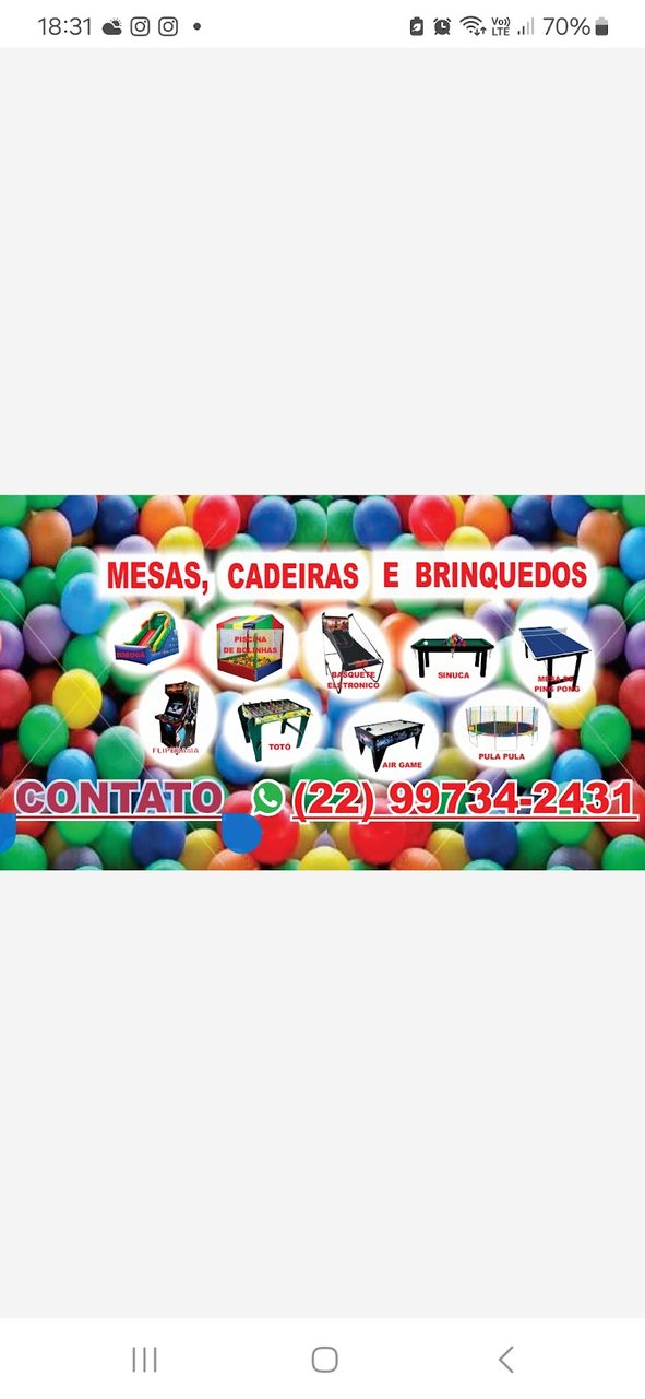 MeR Locações festas e eventos aluguel de mesas e cadeiras e brinquedos